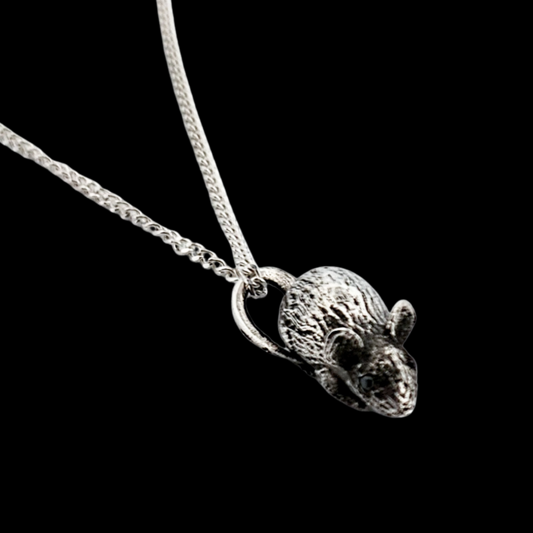 Collection of Small Tiny Rat with Gemstone Eyes Pendant Sterling Silver - Inchoo Bijoux in a gallery layout