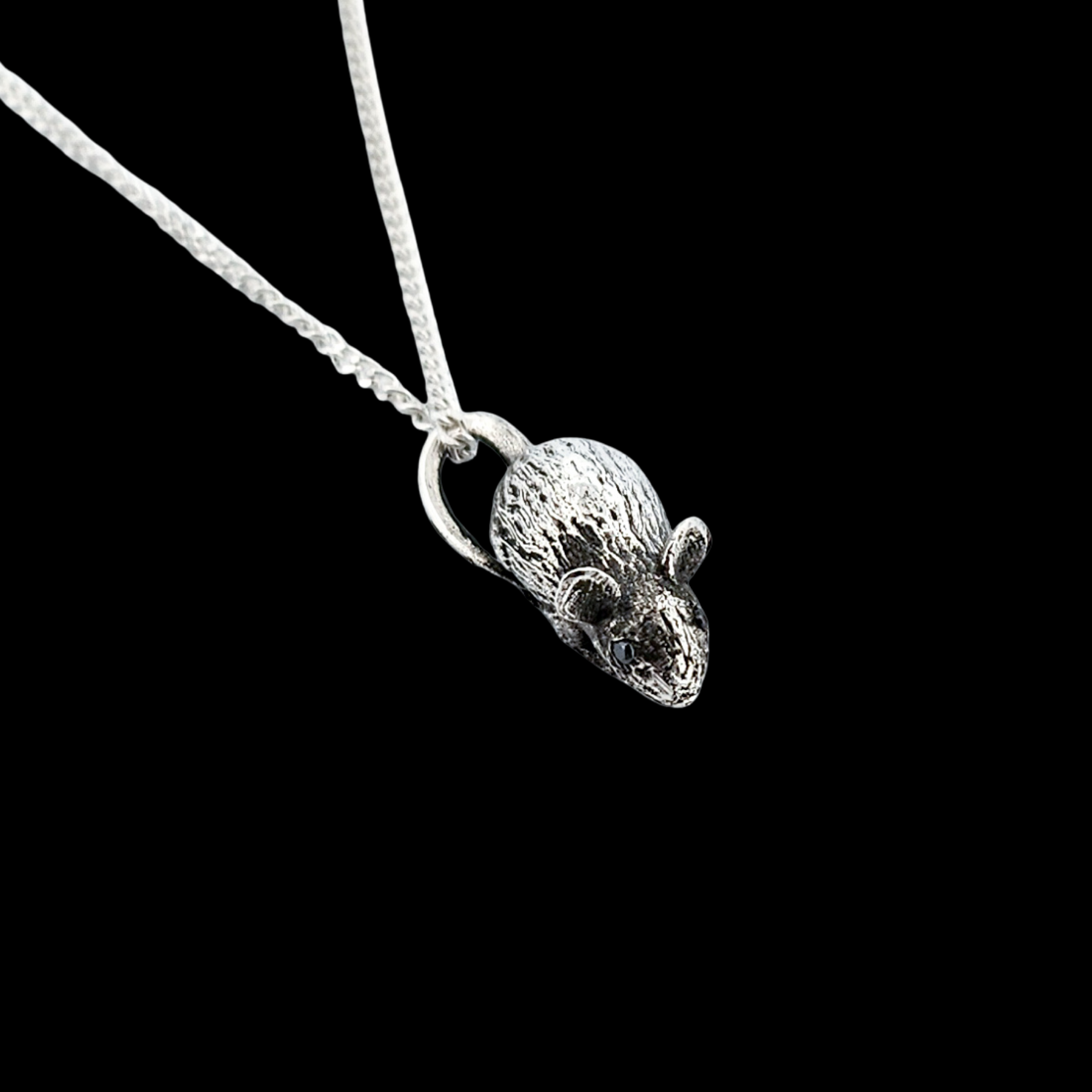 Collection of Small Tiny Rat with Gemstone Eyes Pendant Sterling Silver - Inchoo Bijoux in a gallery layout