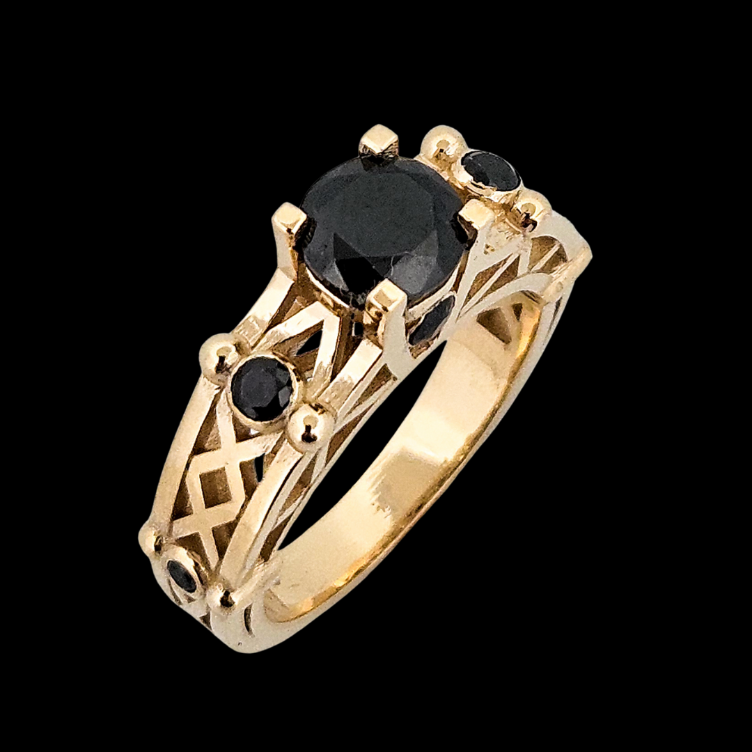 Collection of Victoria - Gold and Black Diamond Ring in a gallery layout