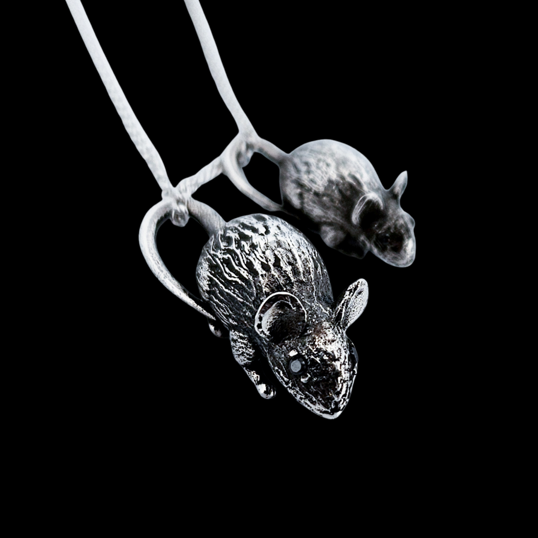 Collection of Small Tiny Rat with Gemstone Eyes Pendant Sterling Silver - Inchoo Bijoux in a gallery layout