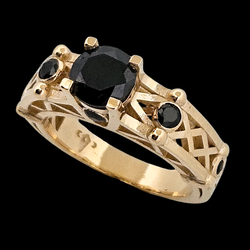 Collection of Victoria - Gold and Black Diamond Ring in a gallery layout