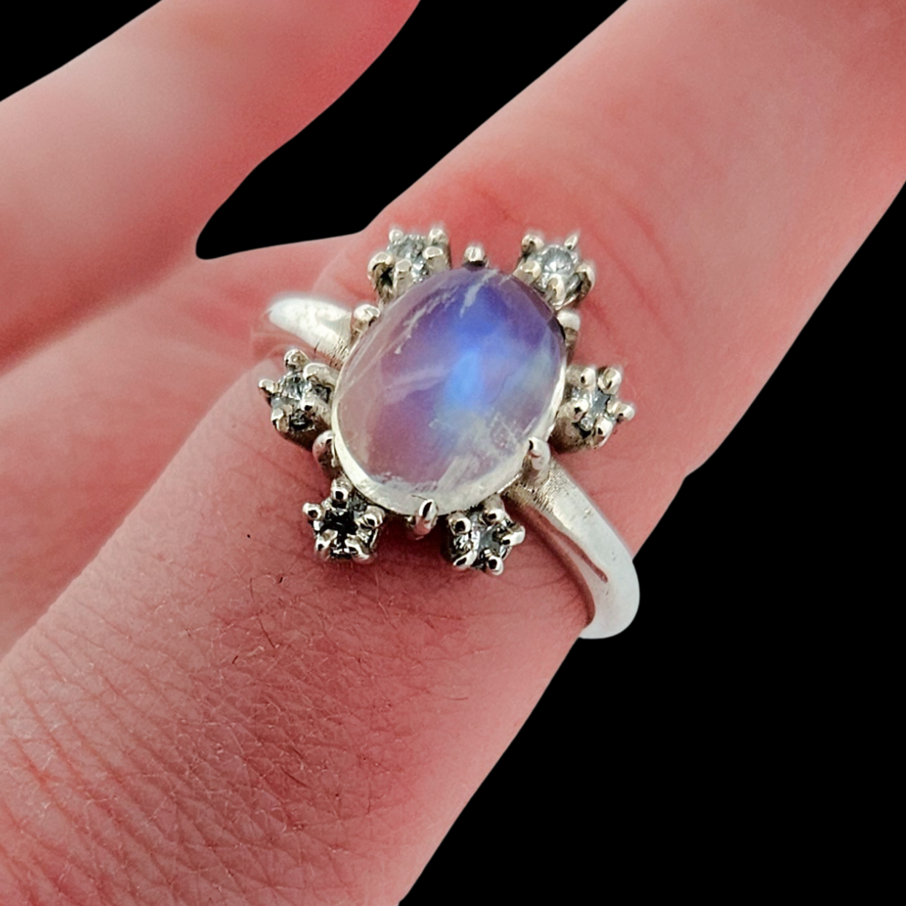 Collection of Celestial Glow Ring - Sterling Silver & Rainbow Moonstone - Inchoo Bijoux in a gallery layout