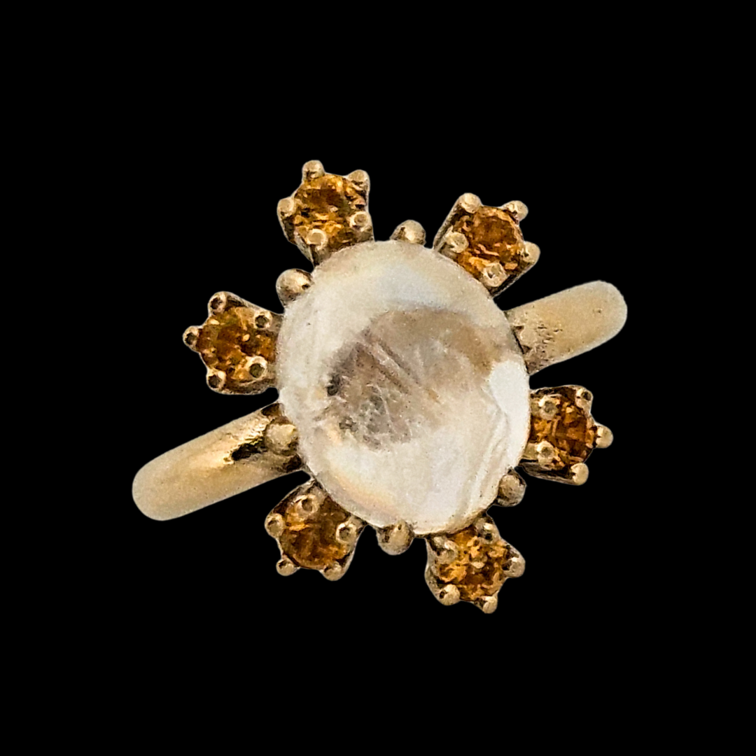 Collection of Celestial Glow Ring - Gold, Moonstone Labradorite and Yellow Sapphires in a gallery layout