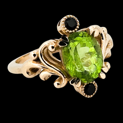 Collection of Baroque Dream Ring - Peridot & Black Diamond Ring in a gallery layout