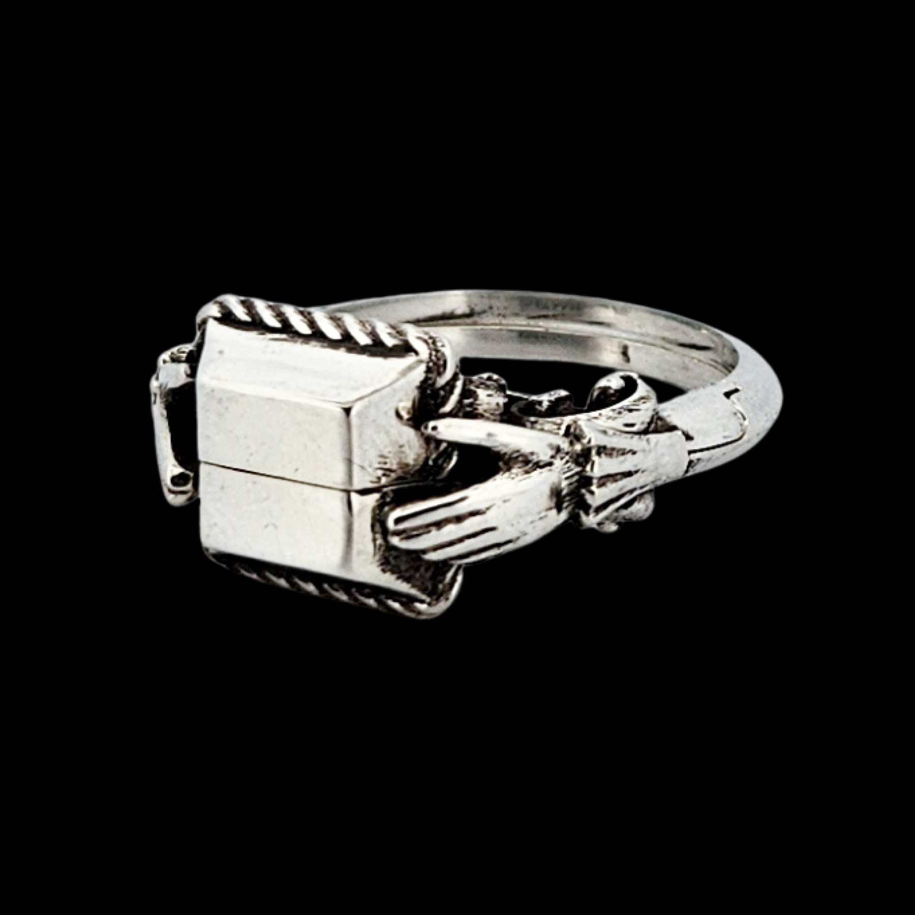 Collection of In Life and Death - Signet Ring Sterling Silver Hidden Skeleton Ring - Inchoo Bijoux in a gallery layout