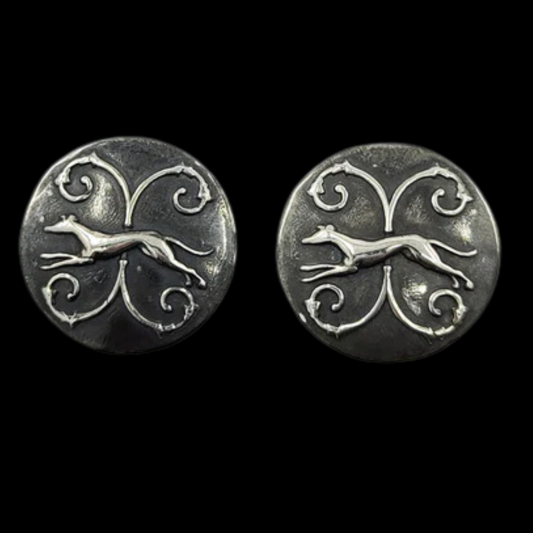 Collection of Greyhound Dog Button Earrings in a gallery layout