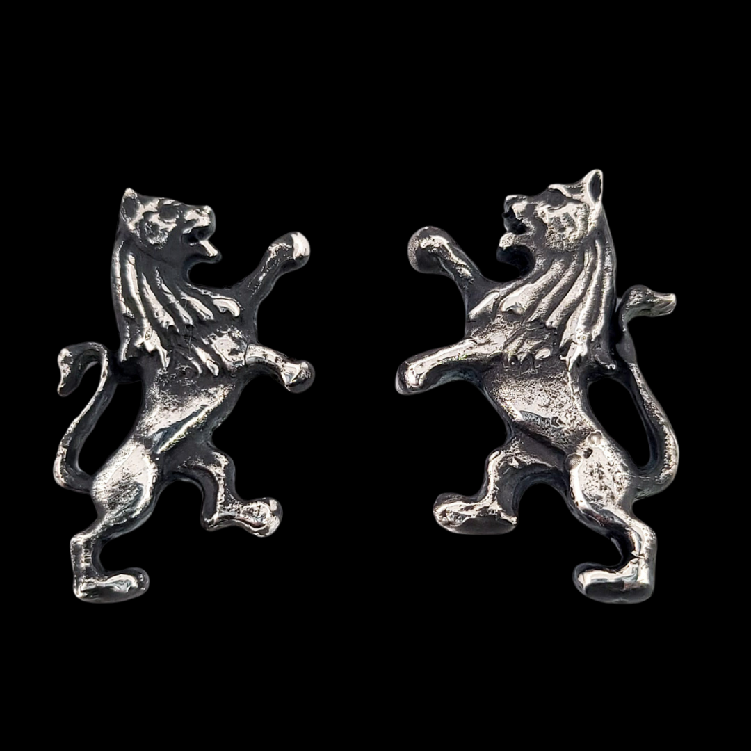 Collection of Silver Lion Earrings in a gallery layout