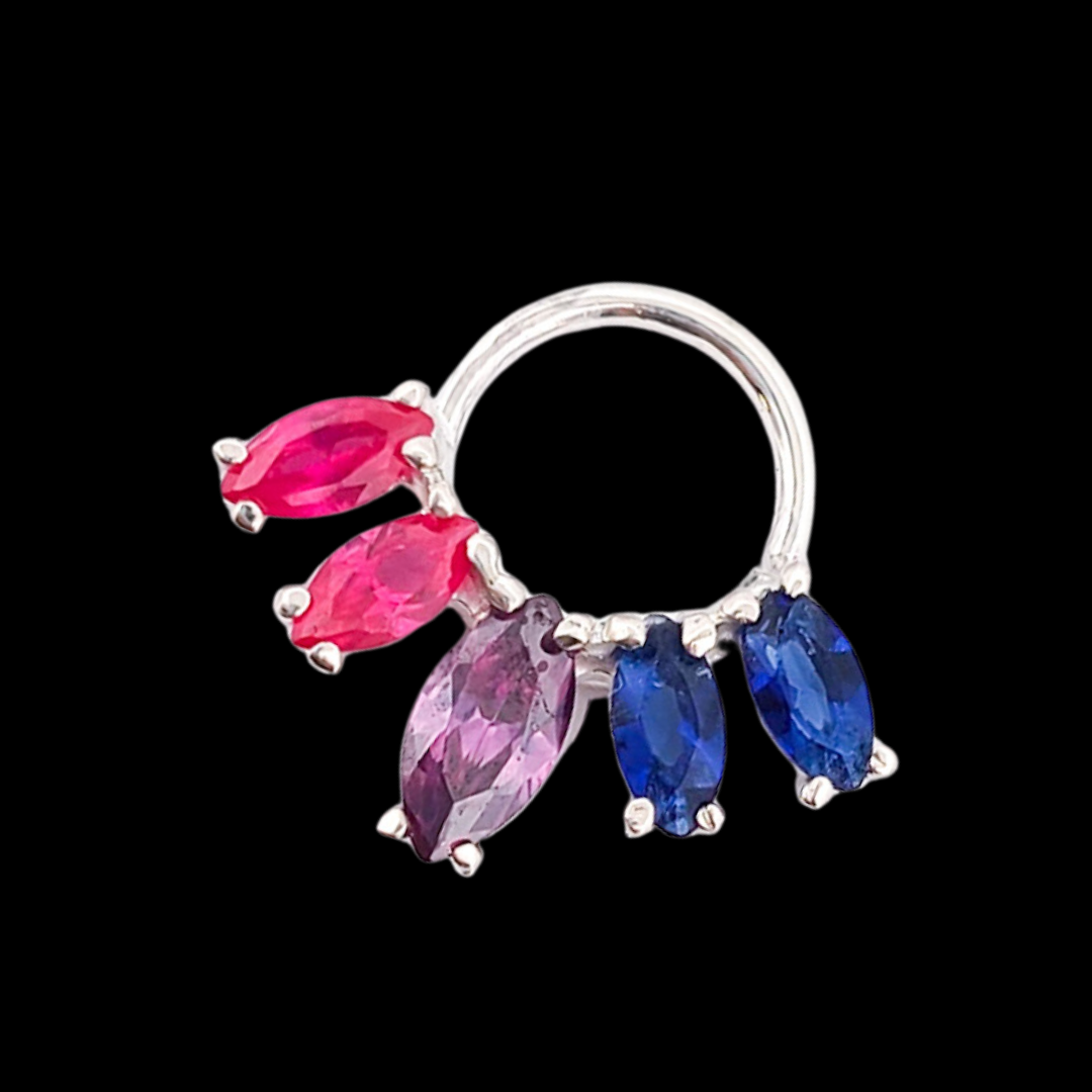 Collection of Bisexual Pride Flag Septum Piercing Marquise in a gallery layout