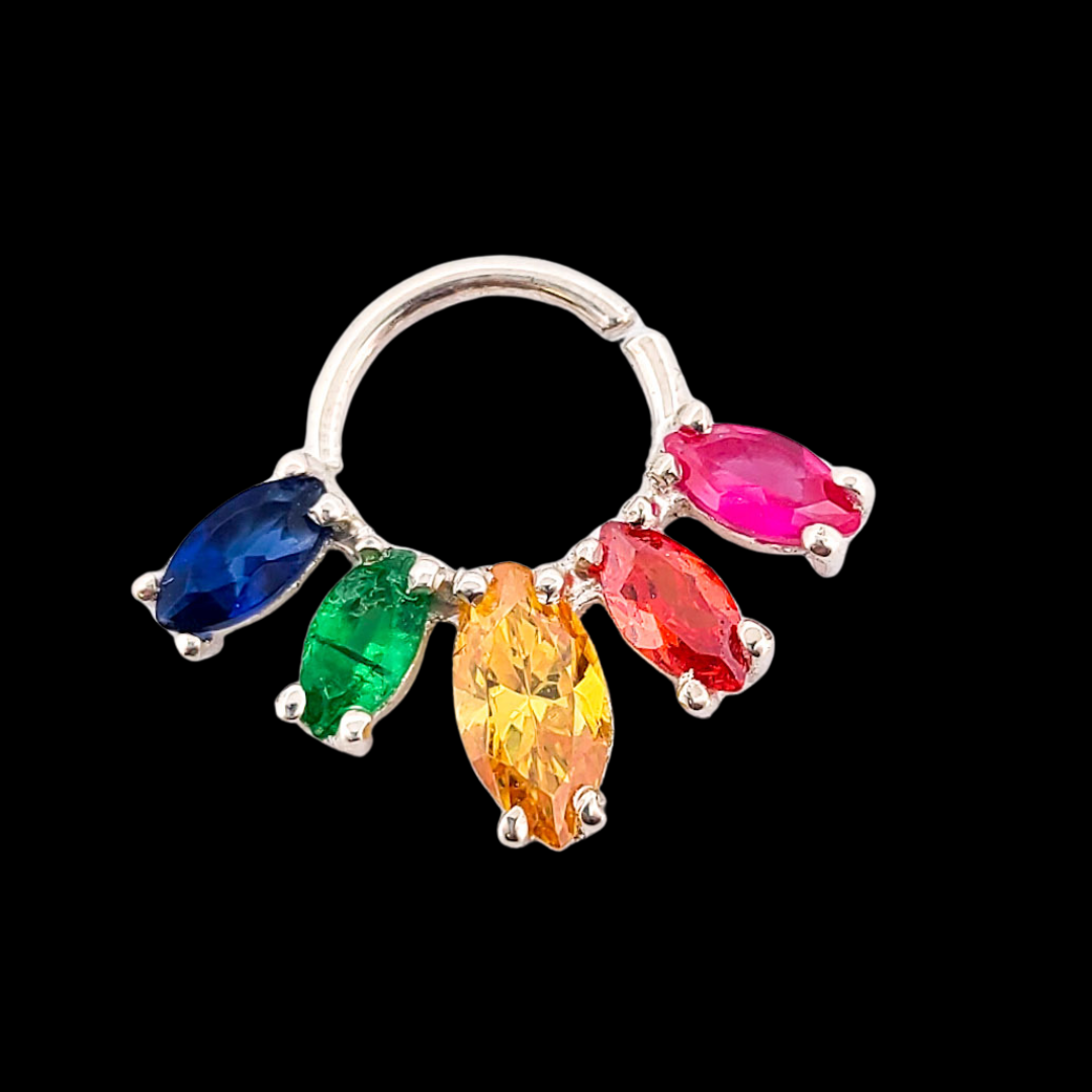 Collection of Rainbow Pride Flag Marquise Septum Piercing in a gallery layout