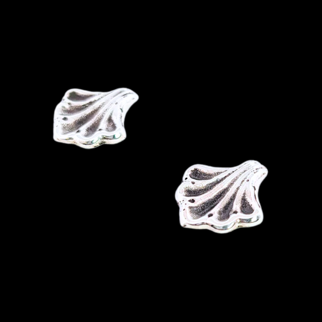 Collection of Baroque Shell Stud Earrings Silver in a gallery layout