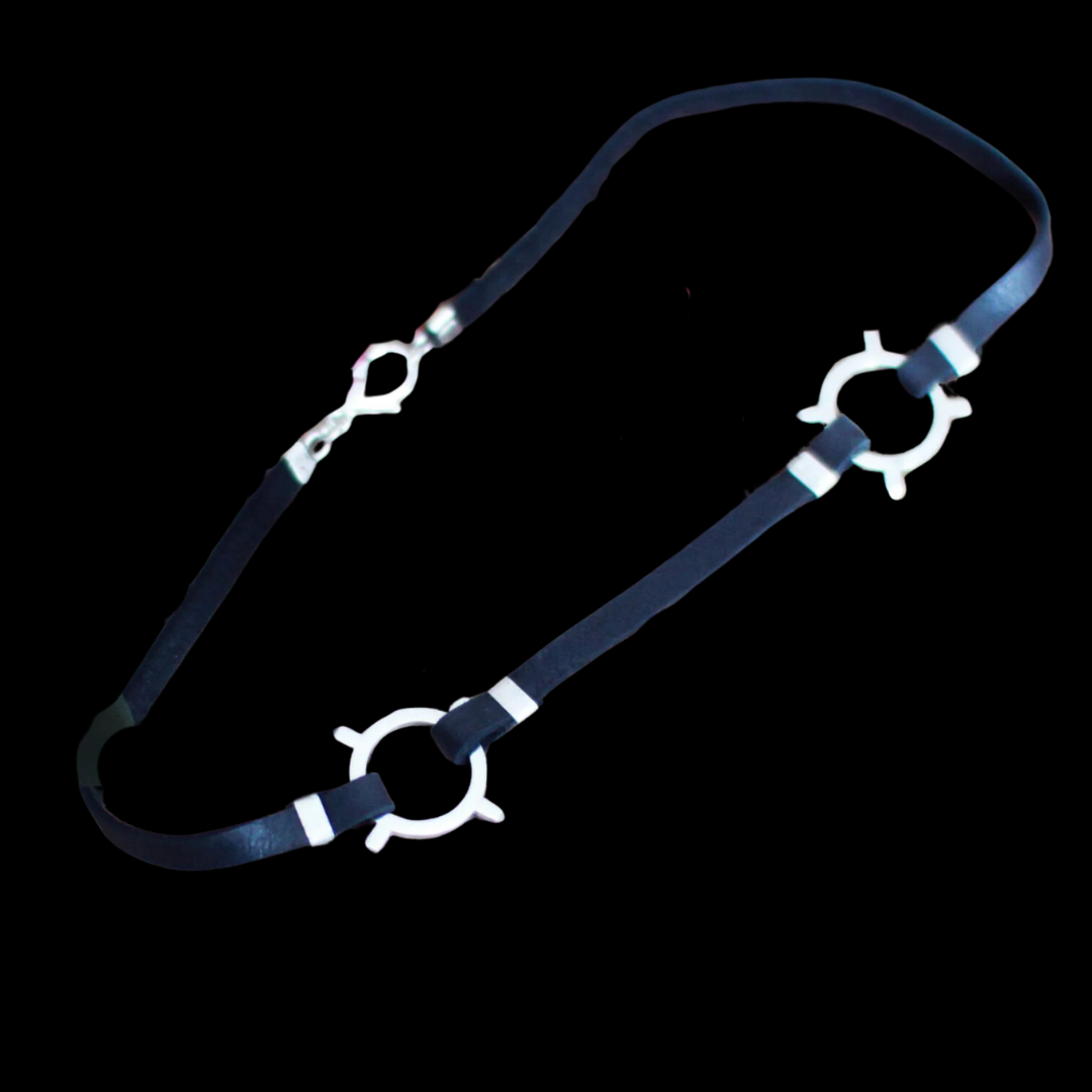 Collection of Black Leather O-Ring Choker Celestial Necklace - Inchoo Bijoux in a gallery layout