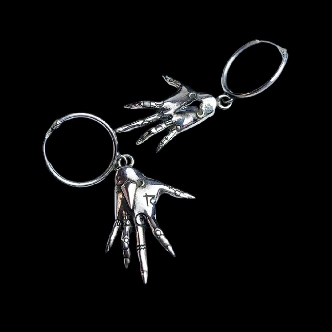 Collection of Boucles d'oreilles créoles mains de sorcière chiromancie en argent sterling  in a gallery layout