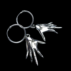 Palmistry Witch Hands Hoop Earrings in Sterling Silver