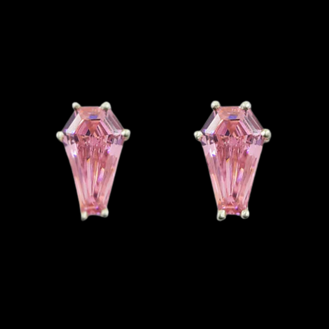 Collection of Boucles d'oreilles clous grand cercueil rose (8x13) in a gallery layout