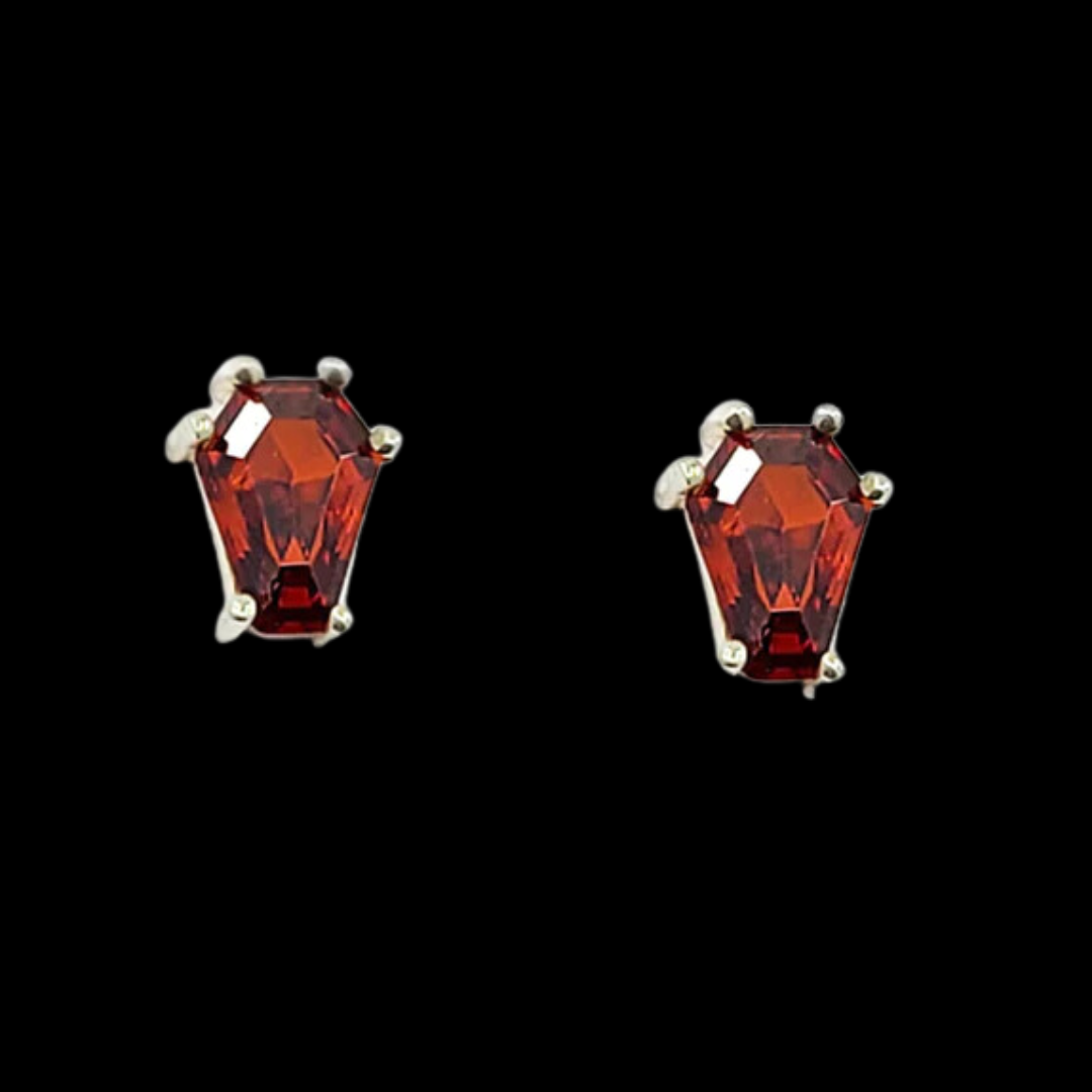 Collection of Small Blood Red Coffin Stud Earrings (5x7) in a gallery layout