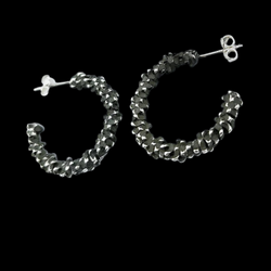 Collection of Small Textured Hoops in Sterling Silver in a gallery layout