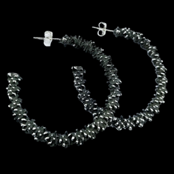 Collection of Silver Big Textured Hoops in a gallery layout