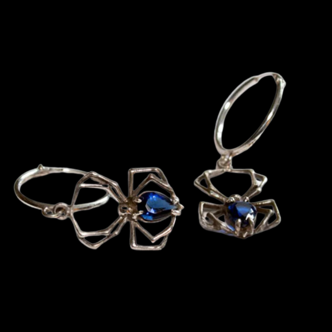 Collection of Cobalt Blue Spider Hoops in a gallery layout