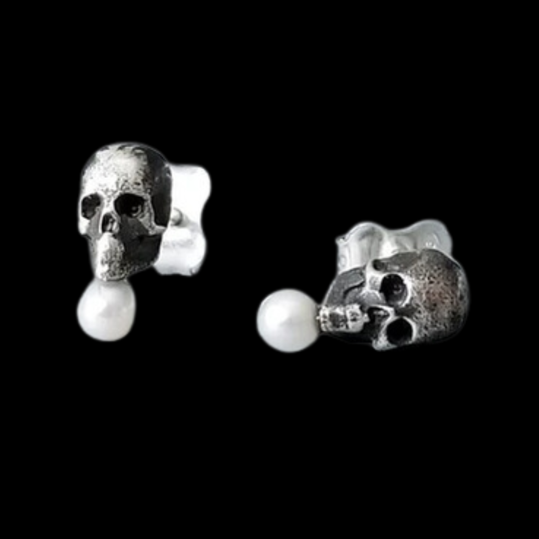 Collection of Tiny Pearl Skull Earrings - Inchoo Bijoux in a gallery layout