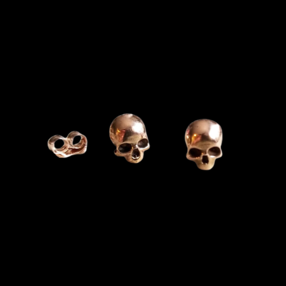 Collection of 14K Rose Gold Skull Stud Earrings - Inchoo Bijoux in a gallery layout