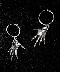 Collection of Palmistry Witch Hands Hoop Earrings in Sterling Silver in a gallery layout