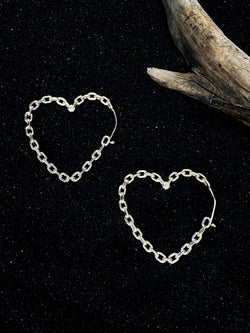 Collection of Big Heart Chain Hoops in a gallery layout