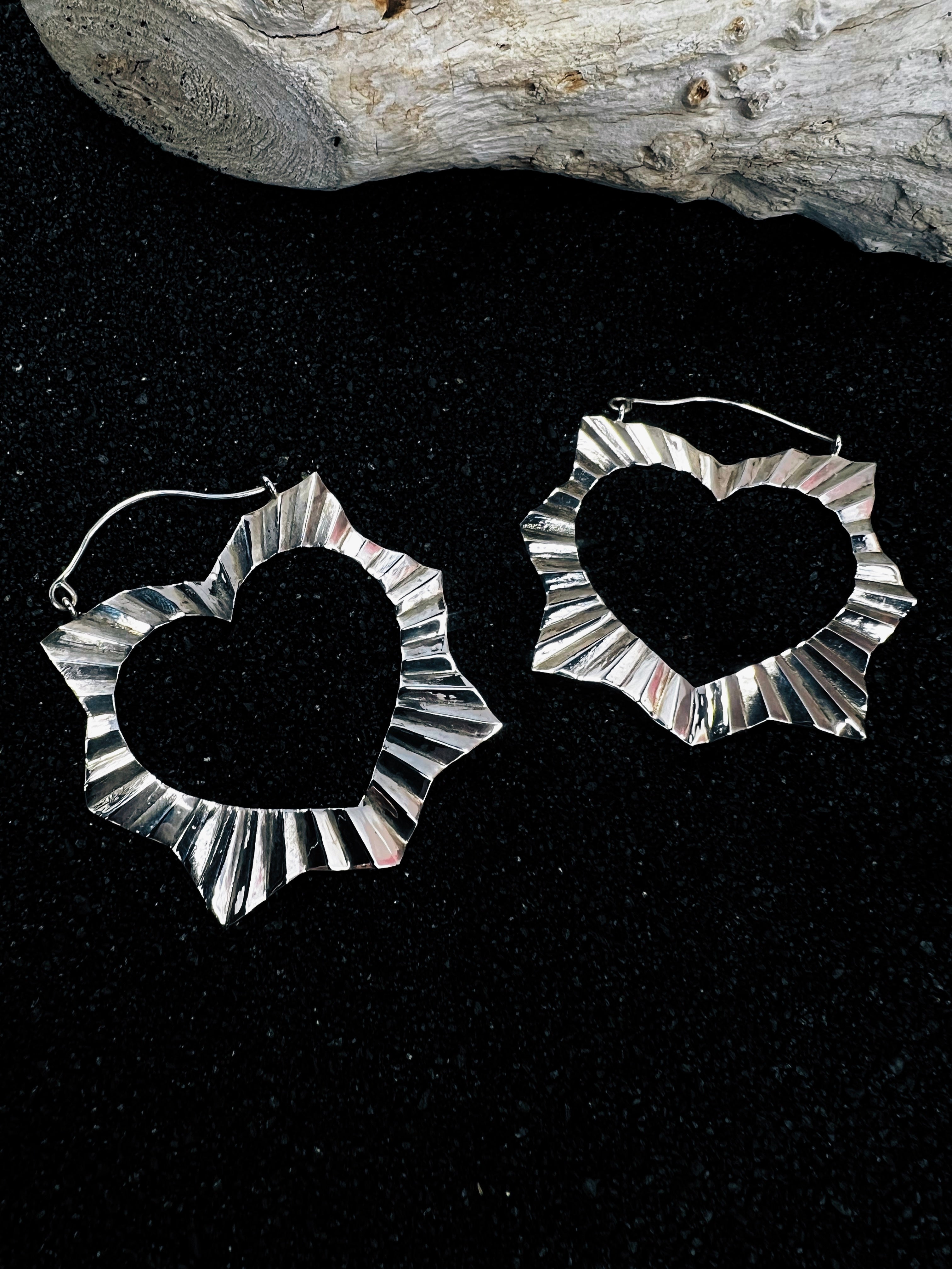 Collection of Big Open Sacred Heart Earrings in a gallery layout