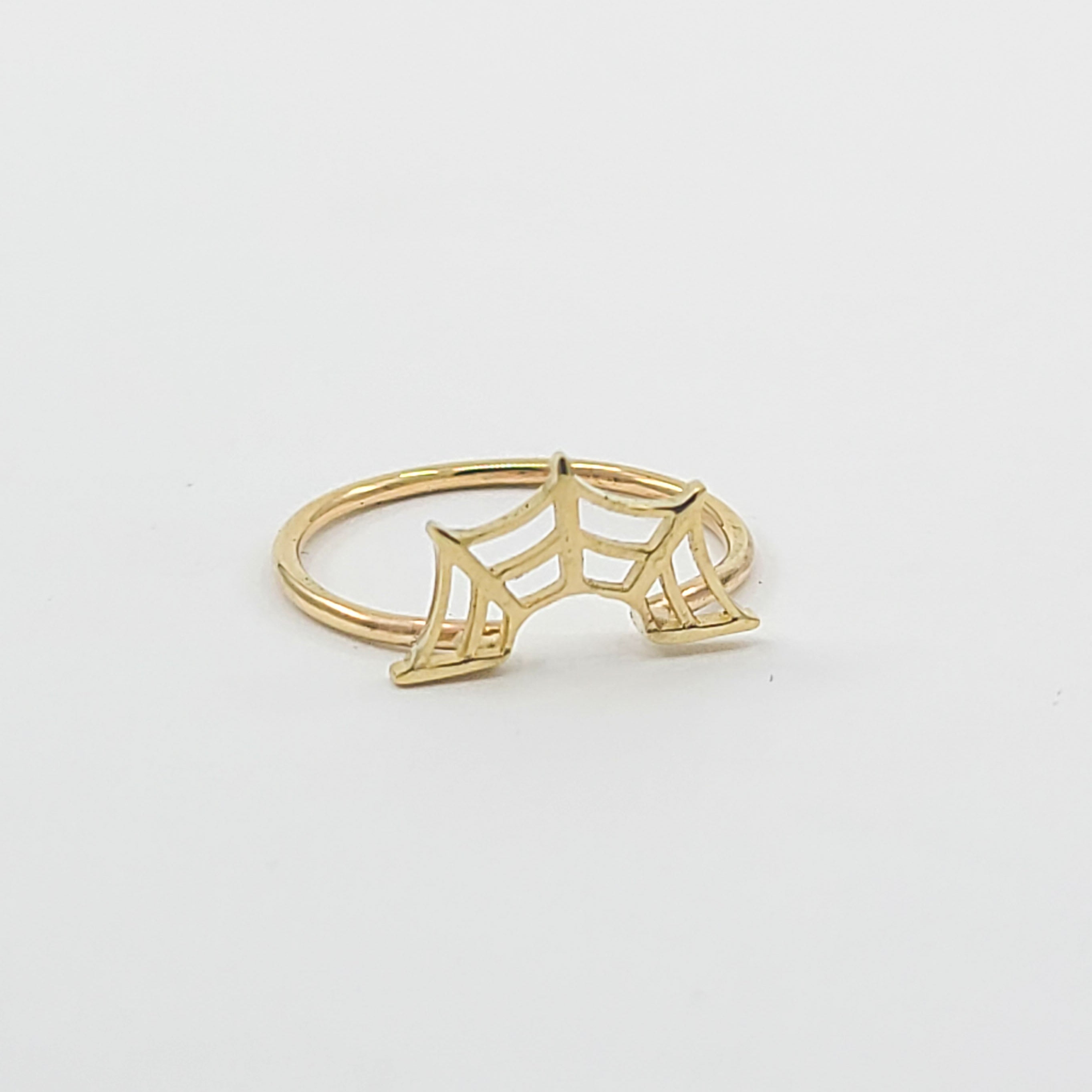 Collection of Stackable Spider Web Ring - Gold Options in a gallery layout