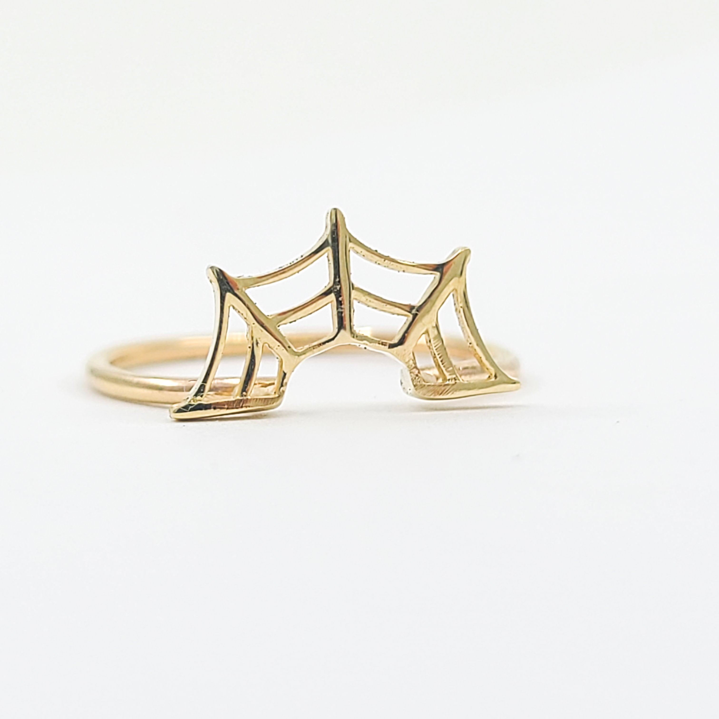 Collection of Stackable Spider Web Ring - Gold Options in a gallery layout