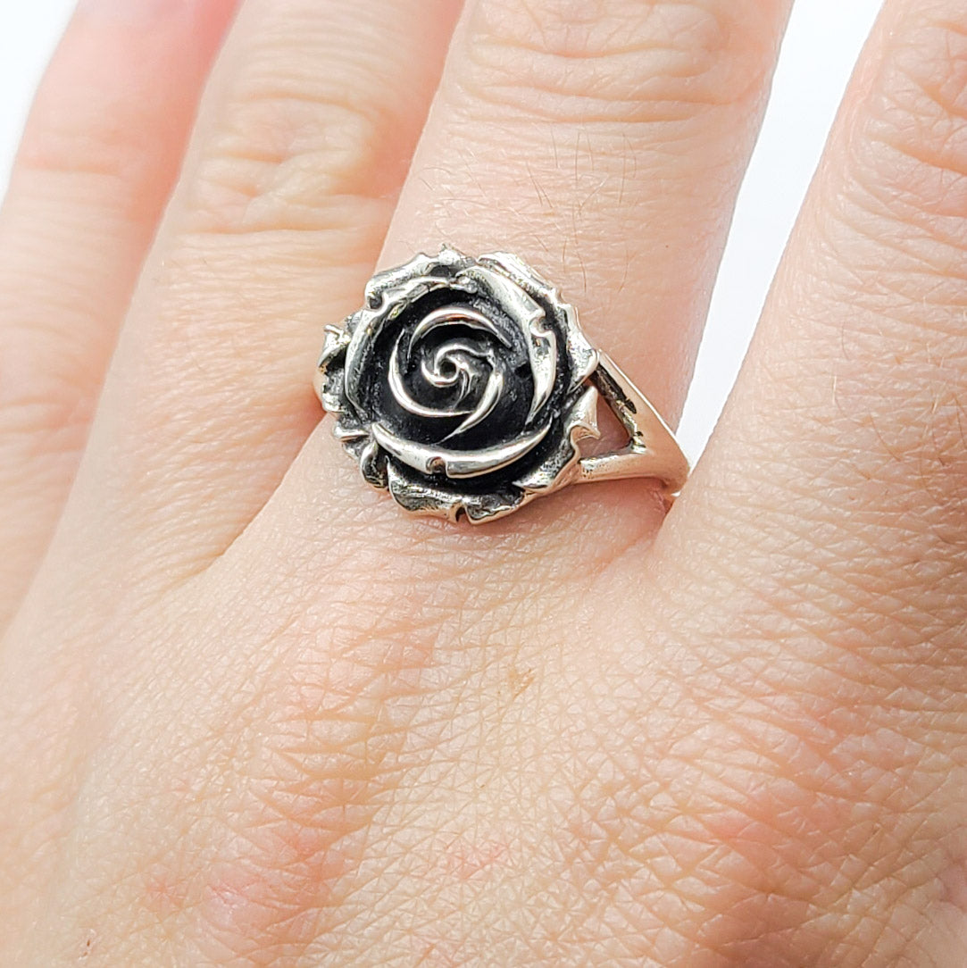 Statement Silver Rose Ring