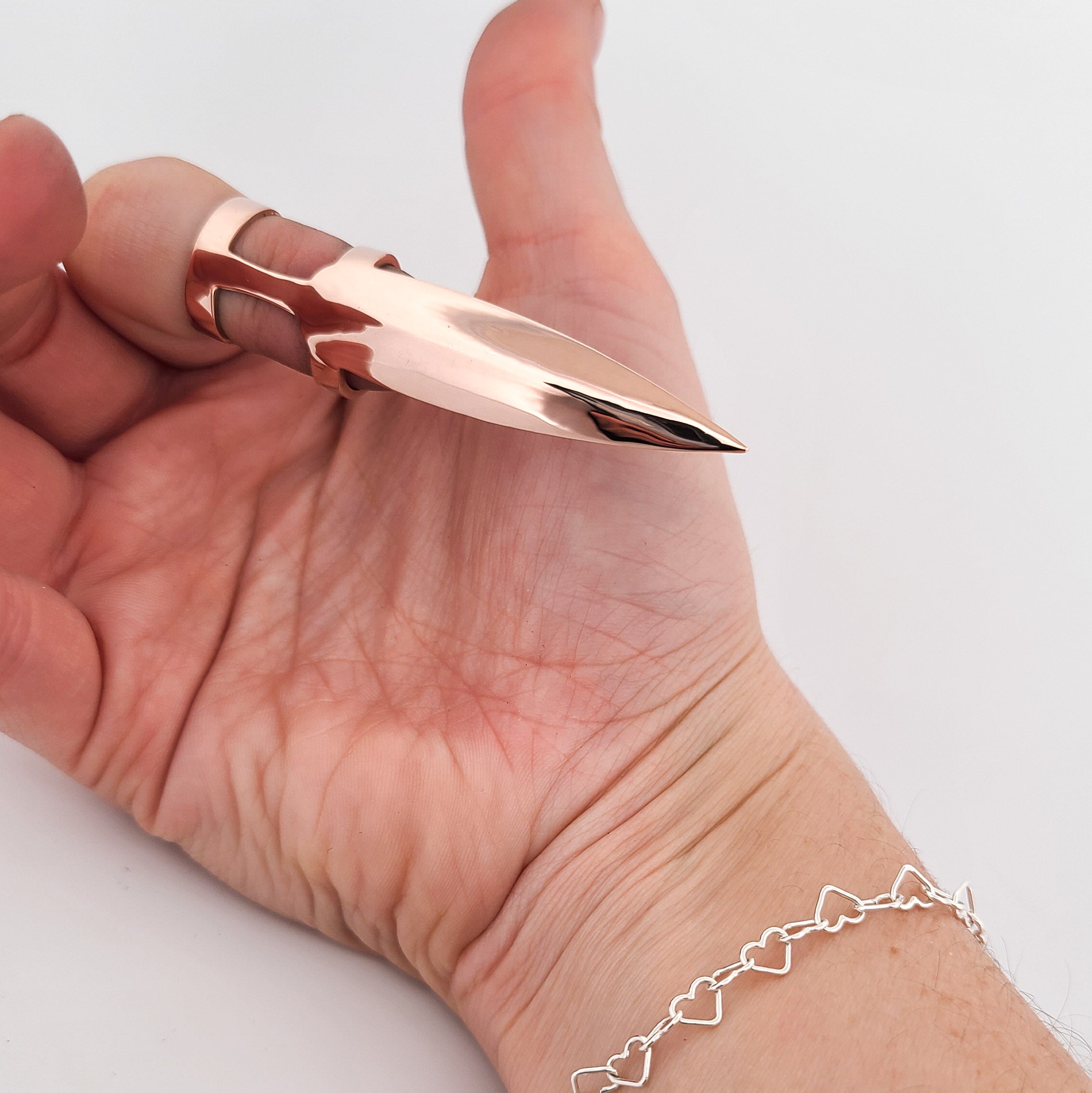 10K Rose Gold Oversized Claw - Fake Nail Ring