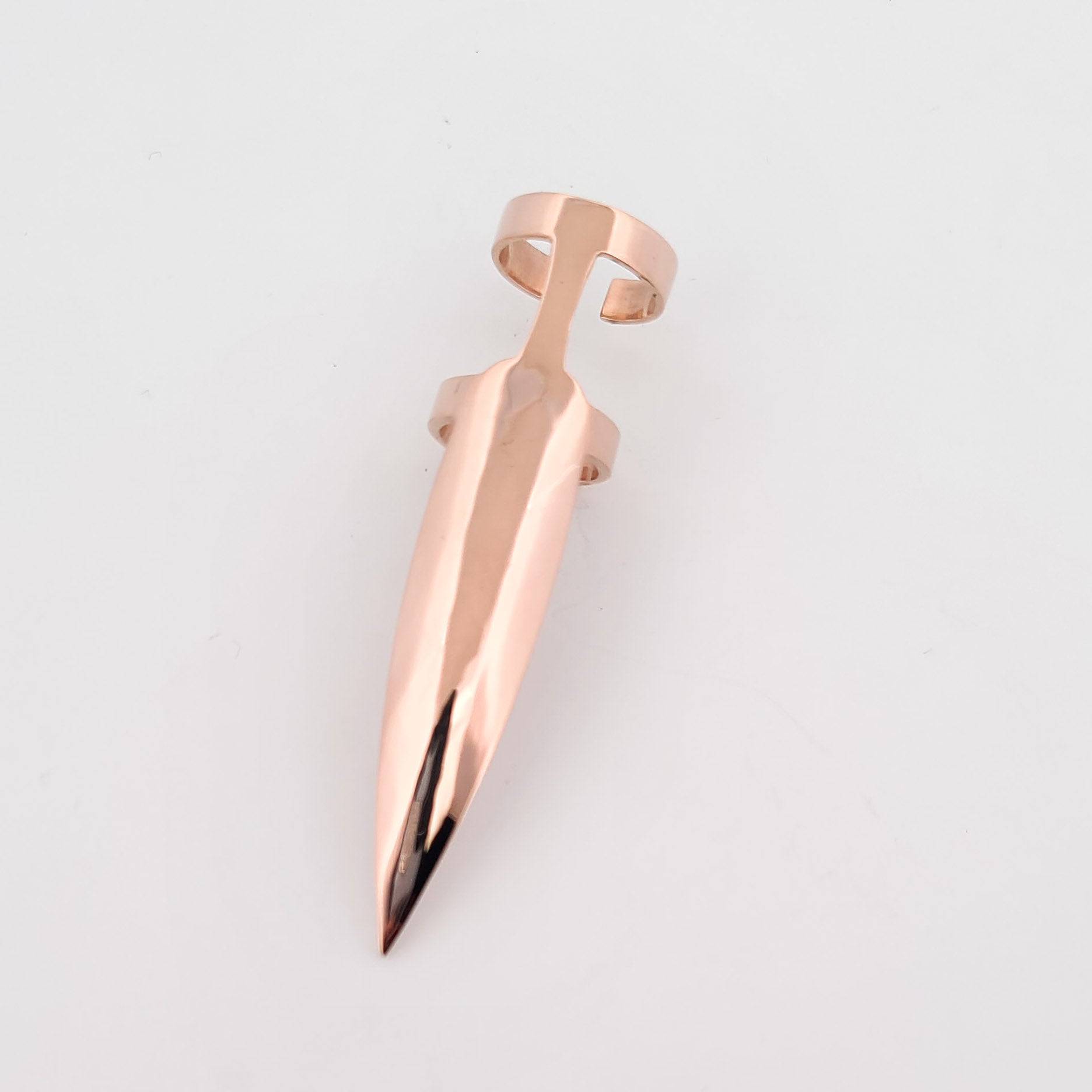 Collection of 10K Rose Gold Oversized Claw - Fake Nail Ring in a gallery layout