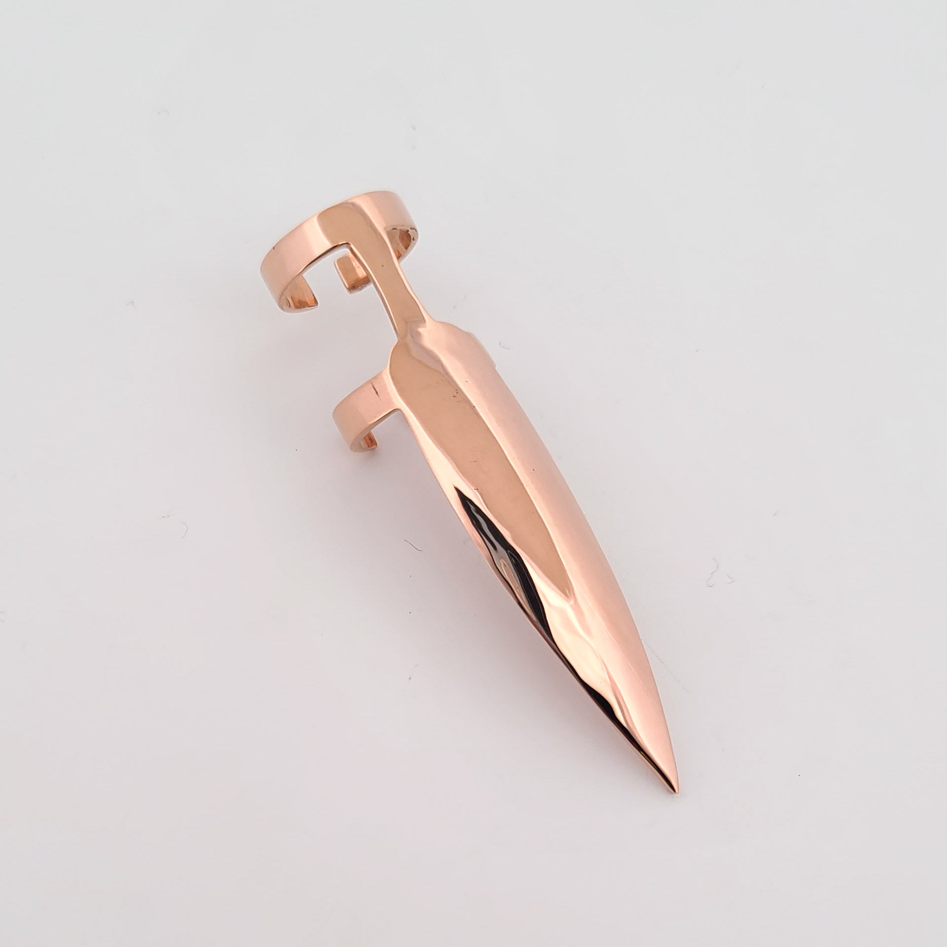 Collection of 10K Rose Gold Oversized Claw - Fake Nail Ring in a gallery layout