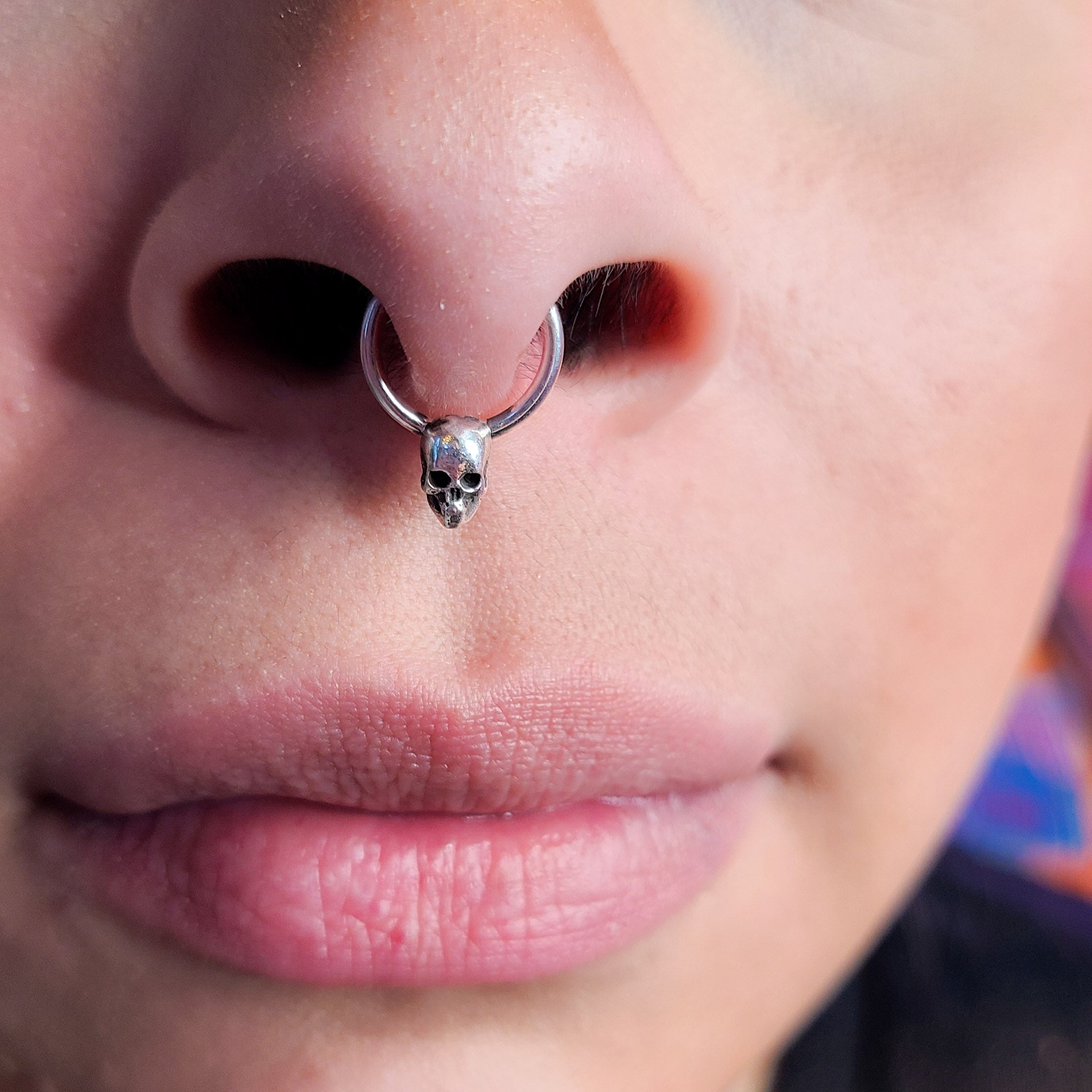 Collection of Minimal Skull Septum Ring in a gallery layout