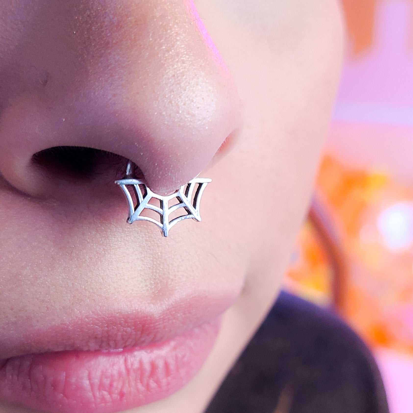 Collection of Spider Web Halloween Septum Piercing in a gallery layout