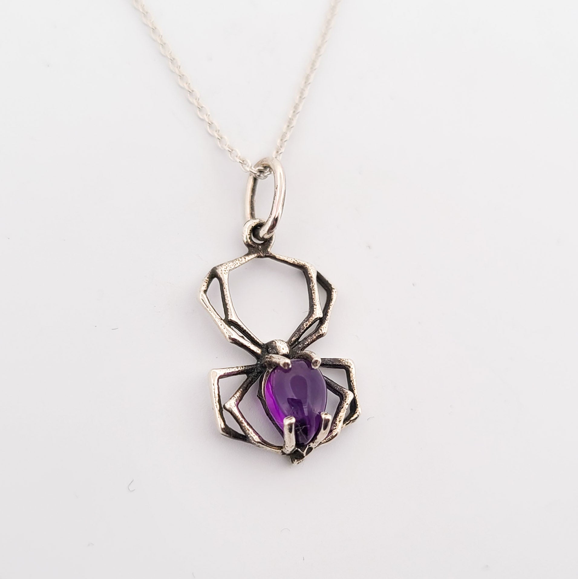 Collection of Purple Amethyst Spider Necklace in a gallery layout