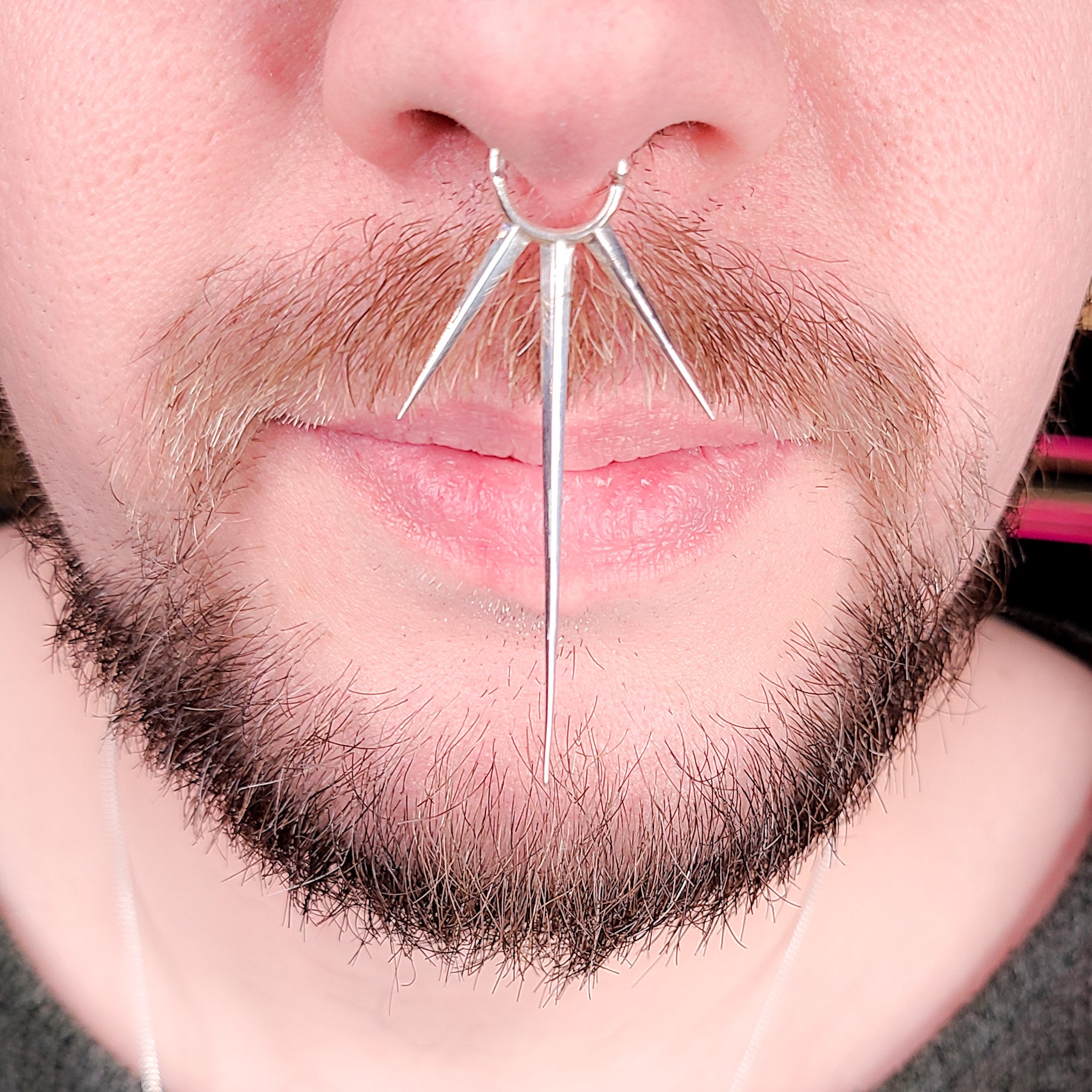 Collection of Extra Long Spike Septum Piercing in a gallery layout