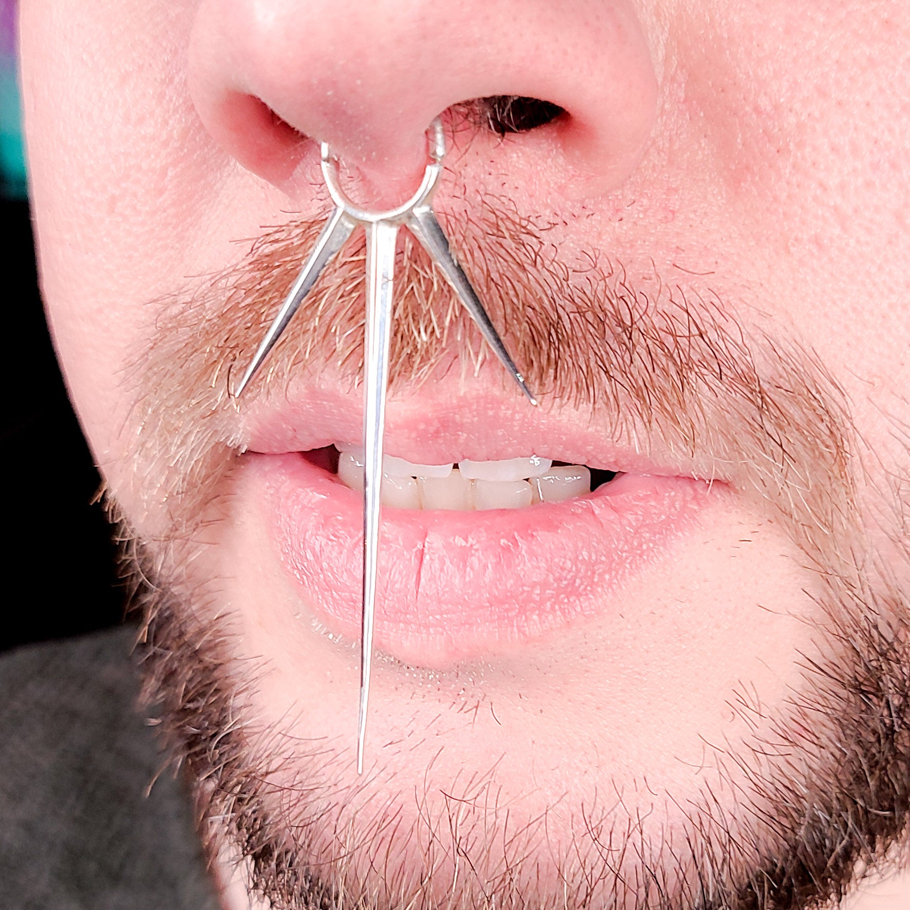 Collection of Extra Long Spike Septum Piercing in a gallery layout