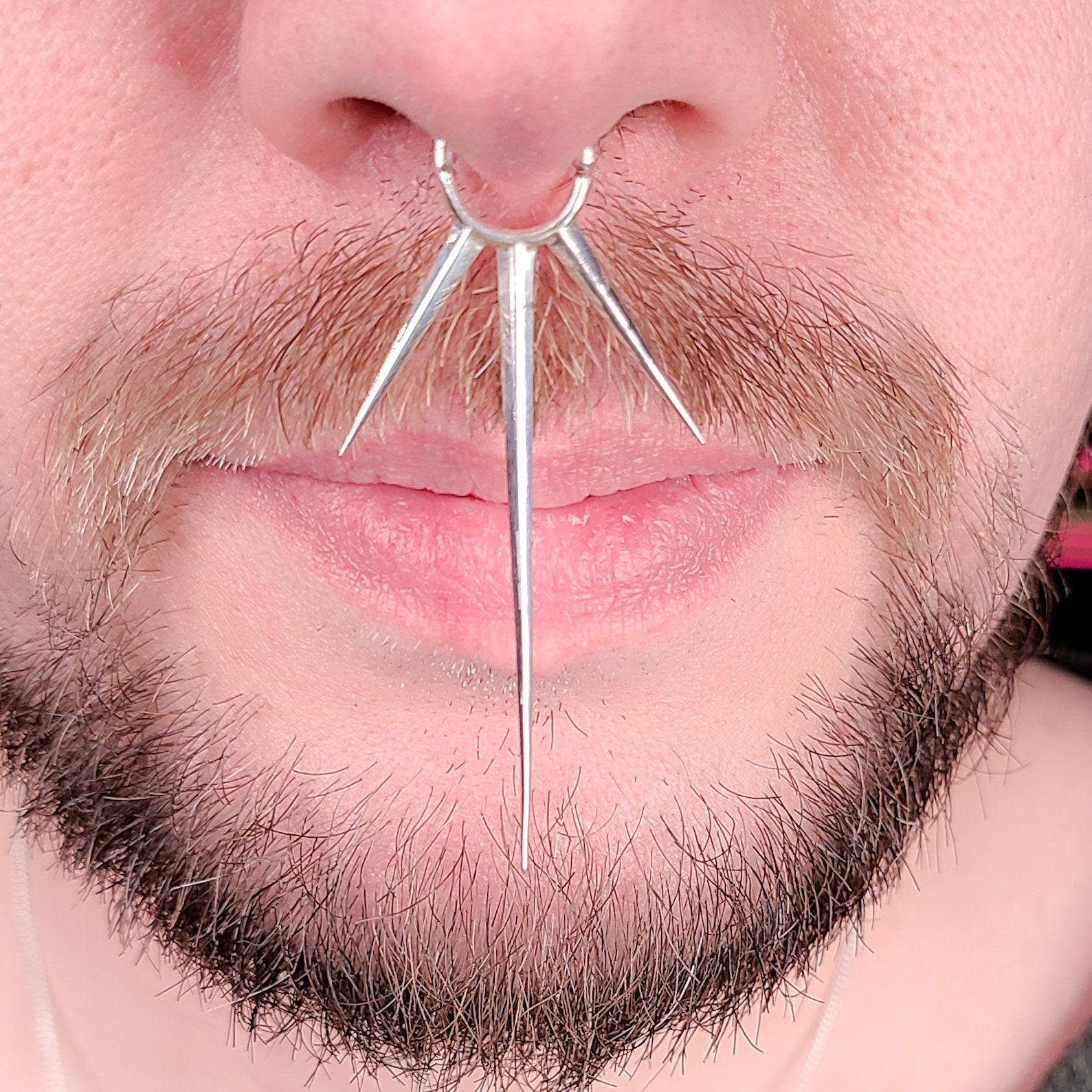 Collection of Extra Long Spike Septum Piercing in a gallery layout