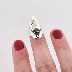 Collection of Heart & Dagger Claw Midi Fake Nail Ring Stiletto in a gallery layout