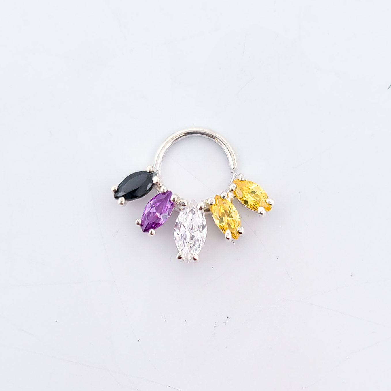 Collection of Nonbinary Pride Flag Septum Piercing Marquise in a gallery layout