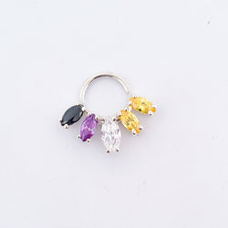 Collection of Nonbinary Pride Flag Septum Piercing Marquise in a gallery layout