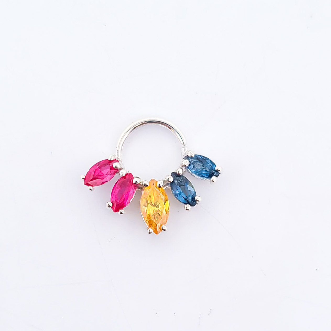 Collection of Pansexual Pride Flag Septum Piercing Marquise in a gallery layout