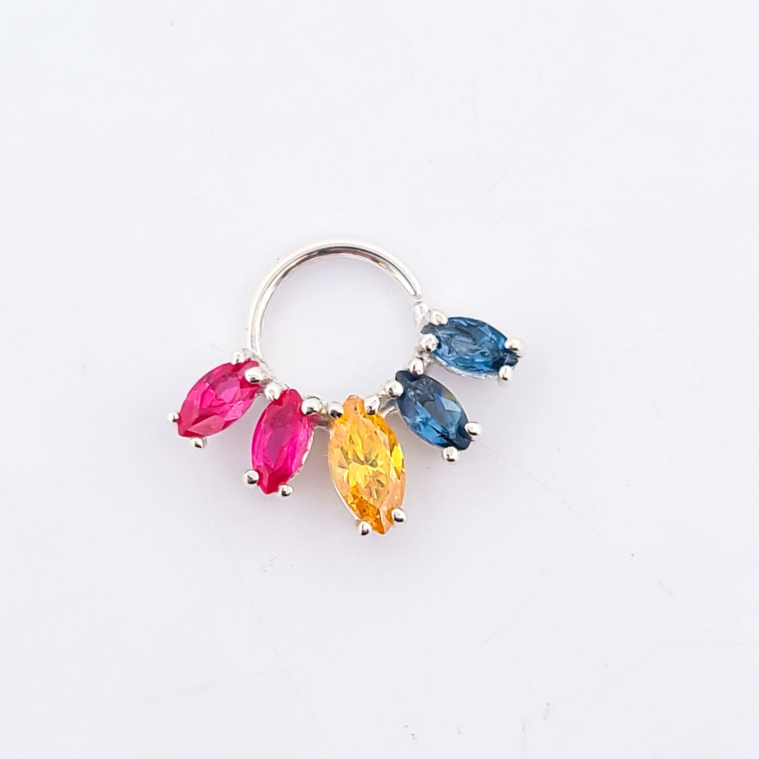 Collection of Pansexual Pride Flag Septum Piercing Marquise in a gallery layout