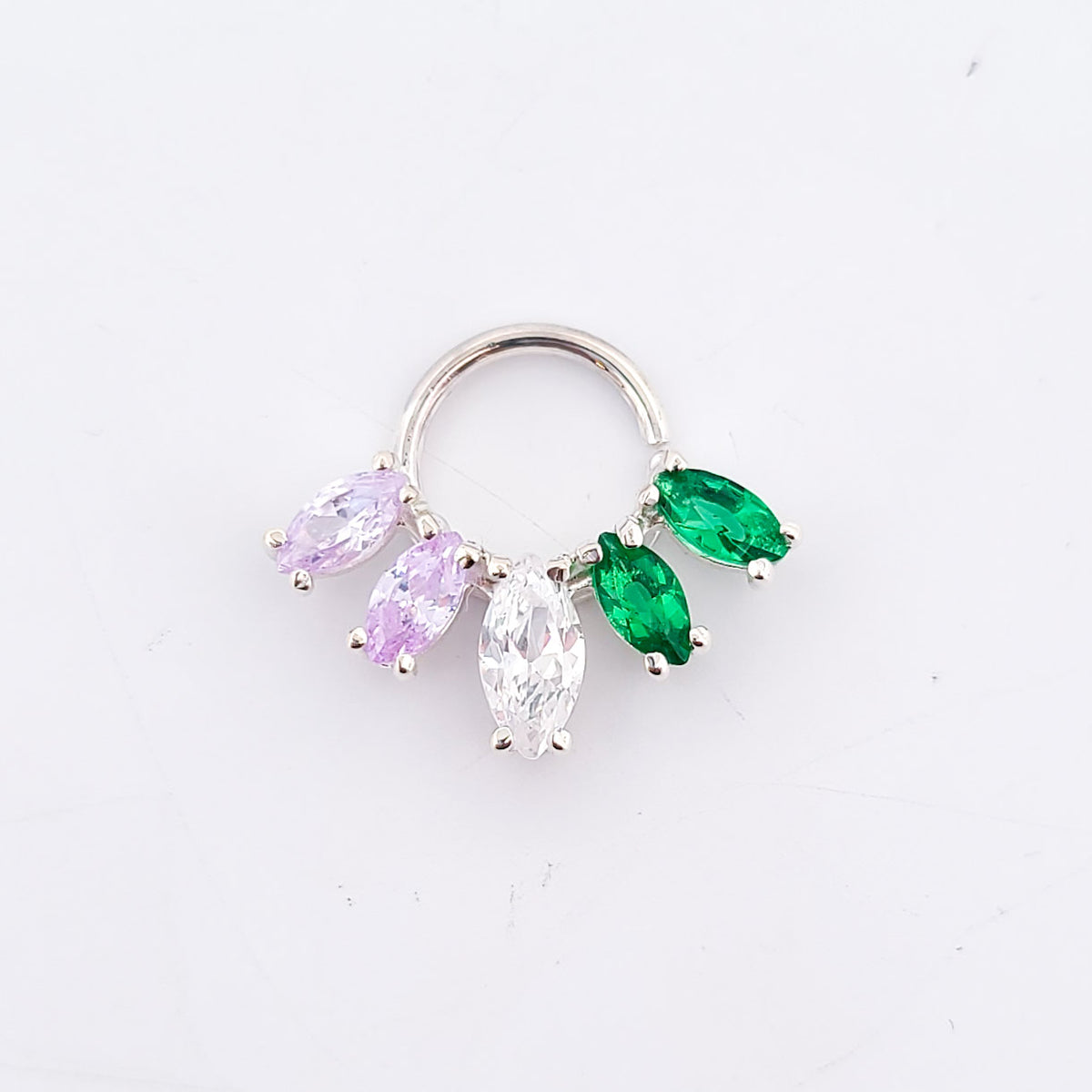 Queer Pride Flag Septum Piercing Marquise — Inchoo Bijoux