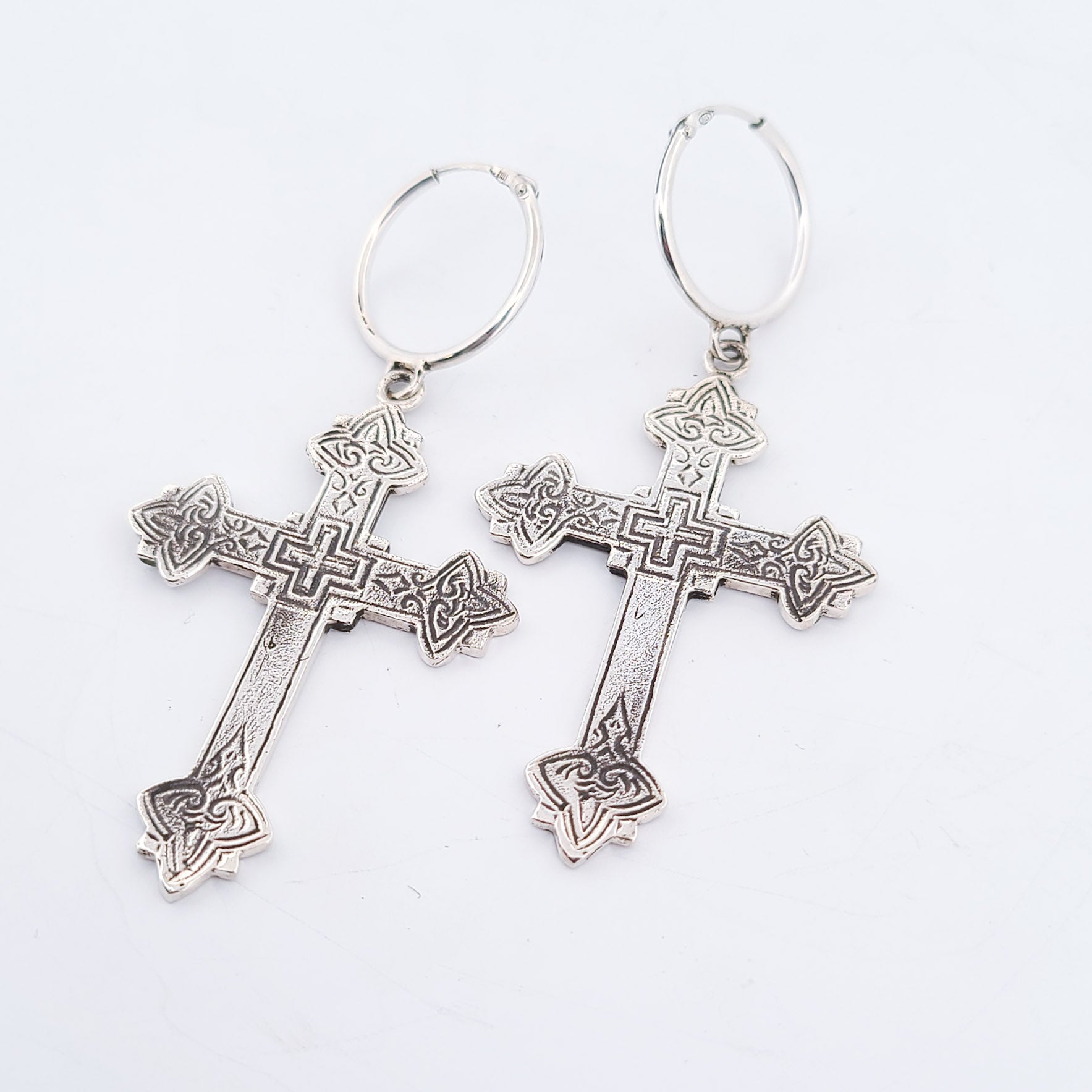 Armenian Cross Hoop Earrings