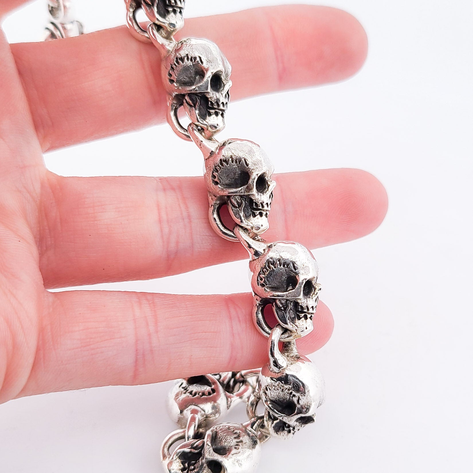 Collection of Solid Heavy Skull Bracelet in a gallery layout