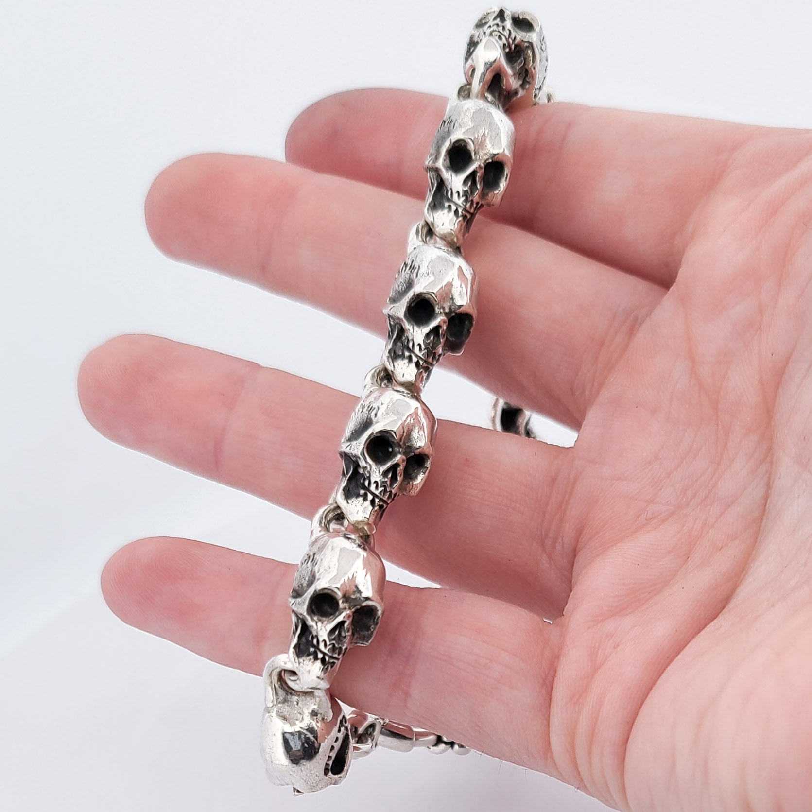 Collection of Solid Heavy Skull Bracelet in a gallery layout