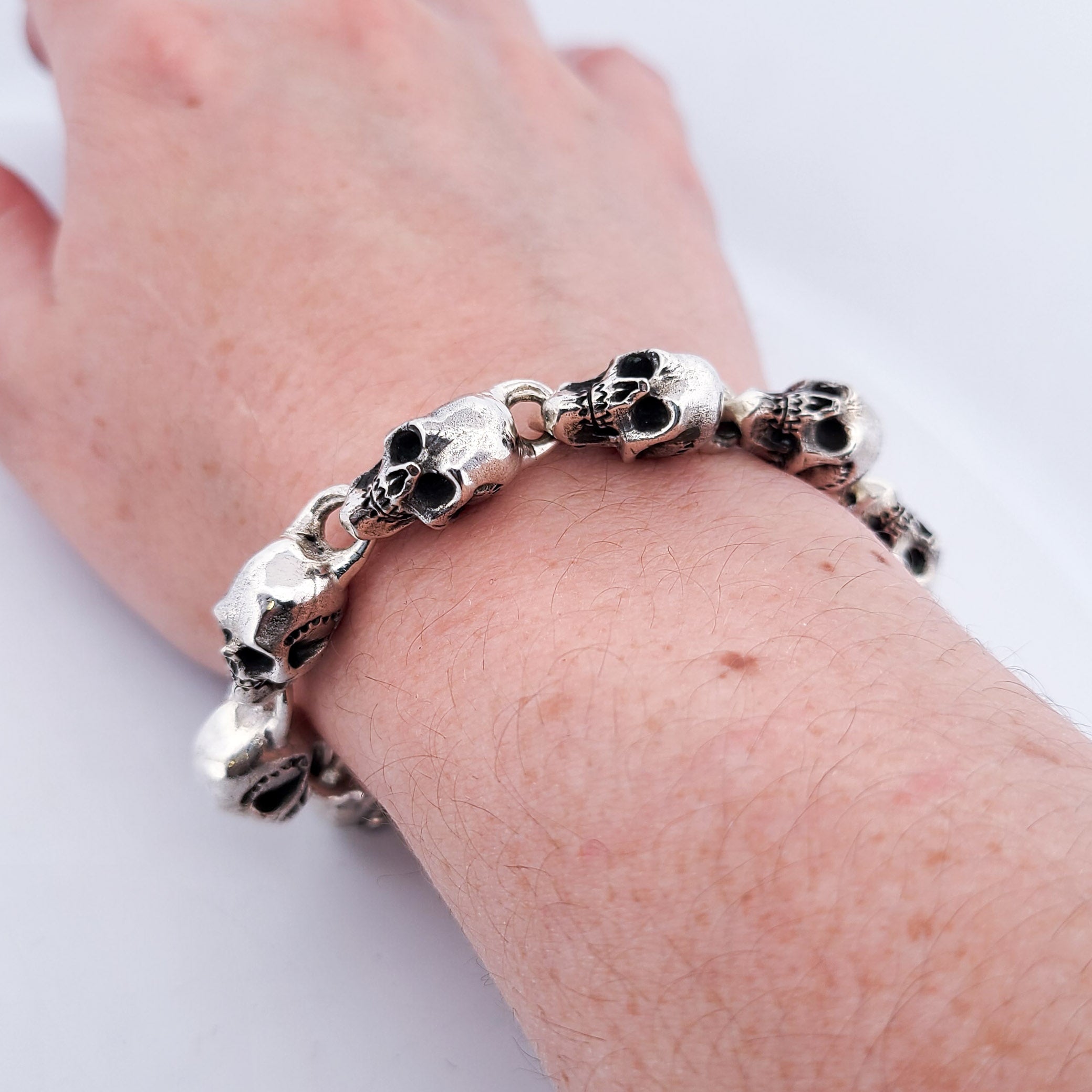 Collection of Solid Heavy Skull Bracelet in a gallery layout