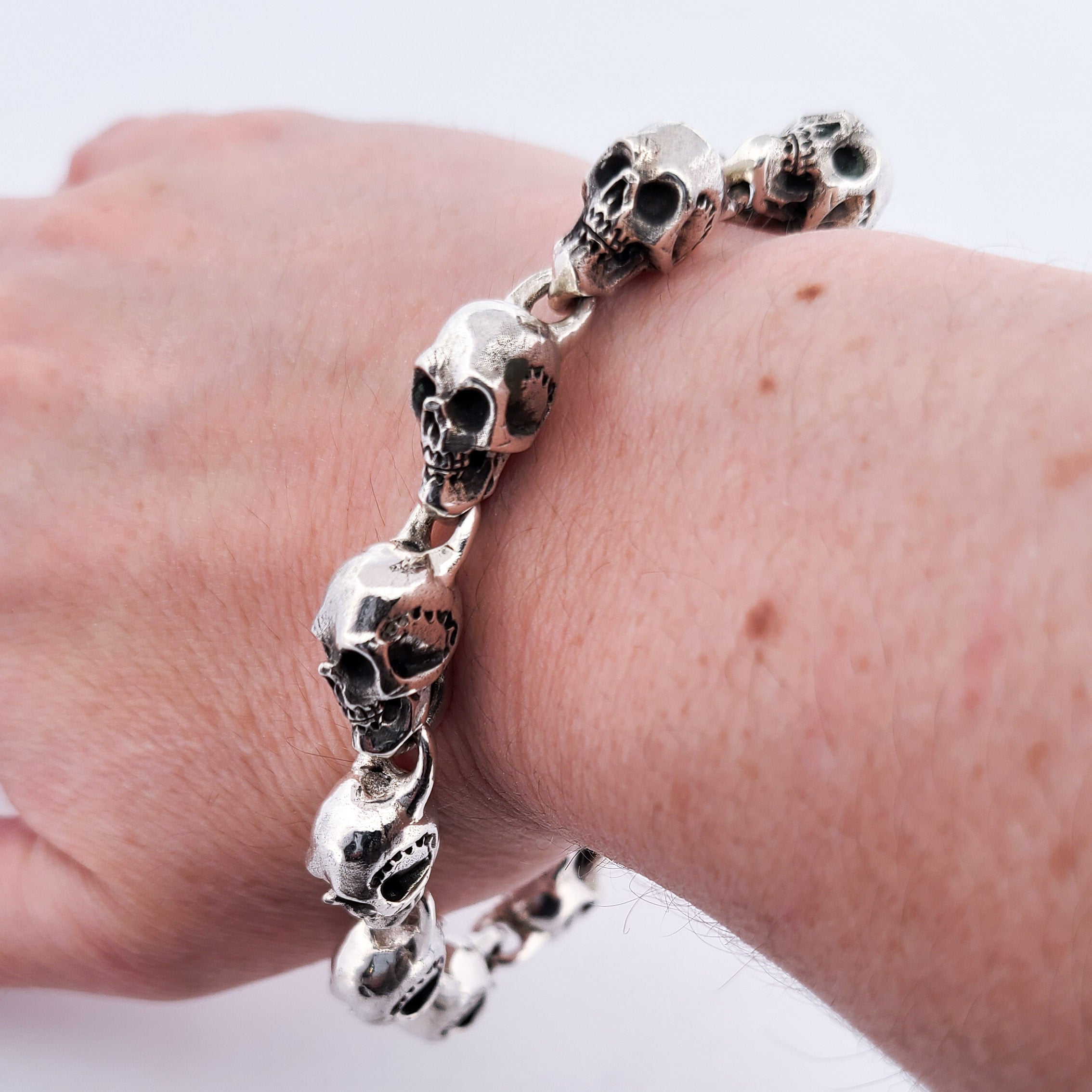 Collection of Solid Heavy Skull Bracelet in a gallery layout